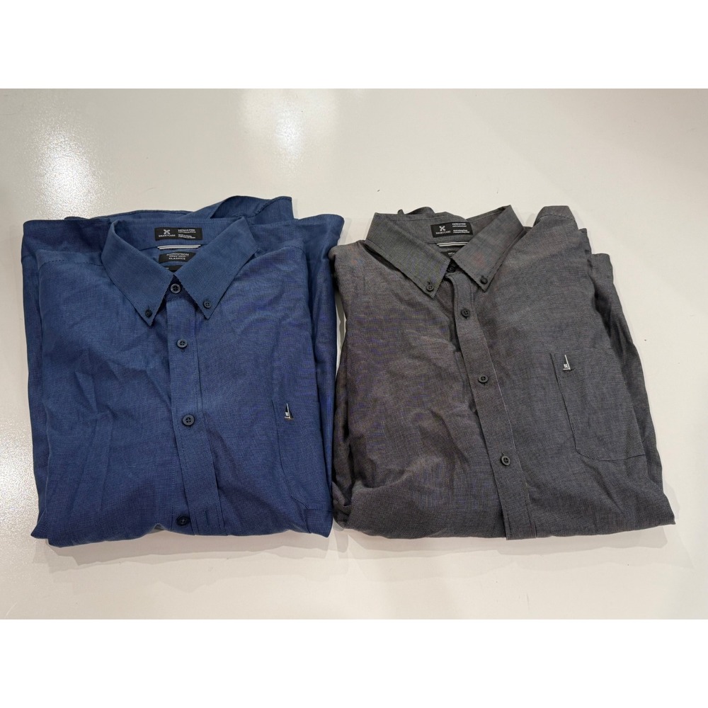 Nordstrom Mens Shop Classics Smartcare Button Down Shirt 2 Pack Blue Grey XXL